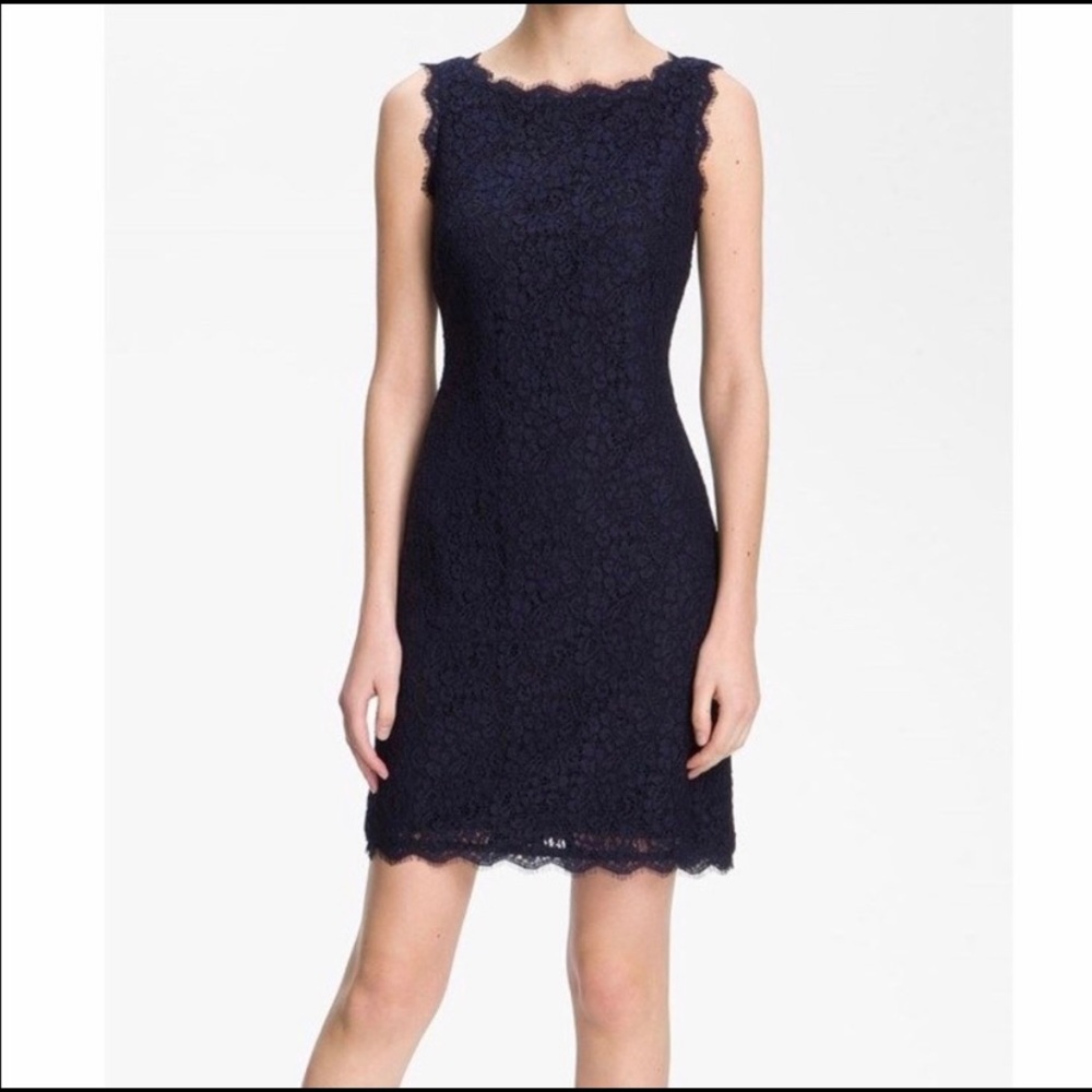 Adrianna Papell Boatneck Lace Sheath Dress